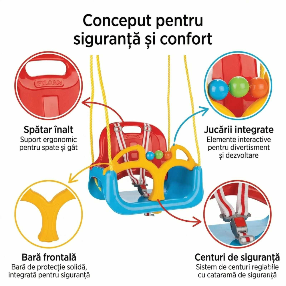 Leagan copii cu cadru de siguranta 1+ ani | spatar si centuri | [4]