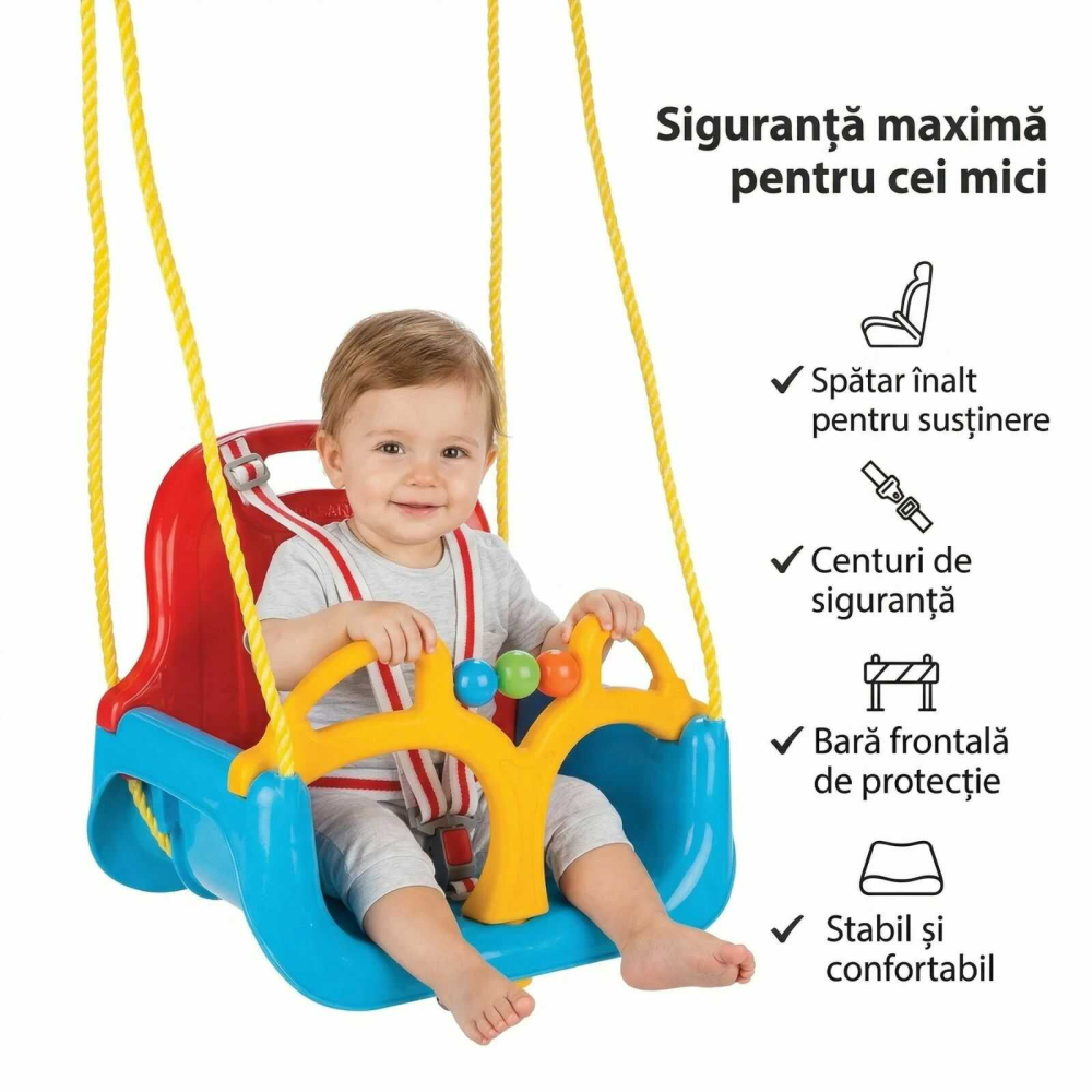 Leagan copii cu cadru de siguranta 1+ ani | spatar si centuri | [3]