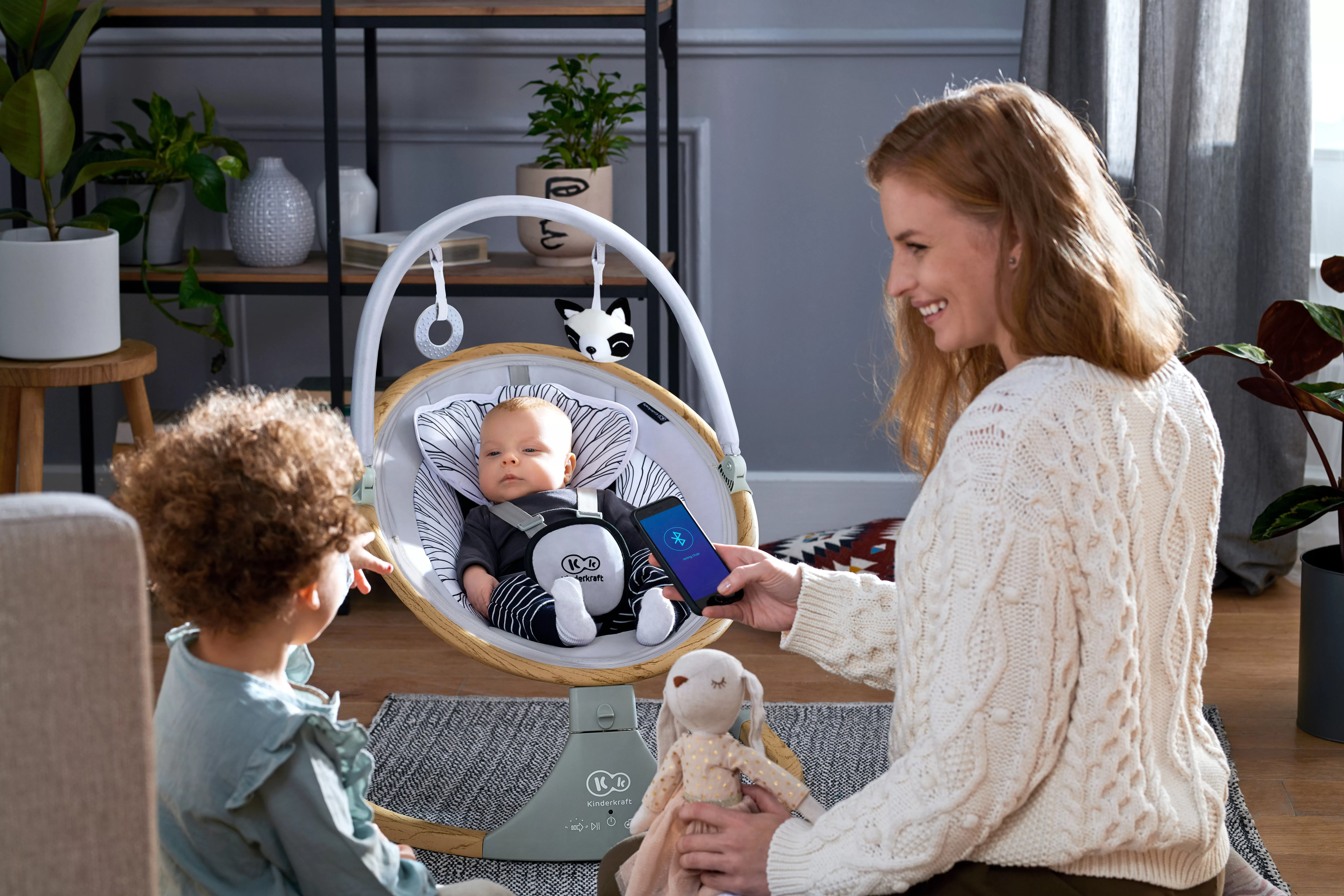 Leagan electric 2 in 1 kinderkraft lumi, grey, varsta de la 0 luni la 9 luni [3]