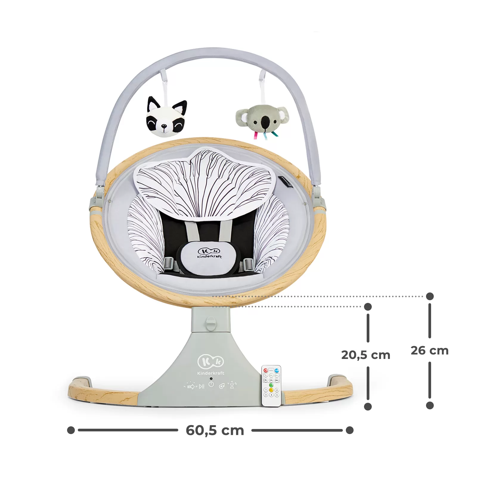 Leagan electric 2 in 1 kinderkraft lumi, grey, varsta de la 0 luni la 9 luni [11]