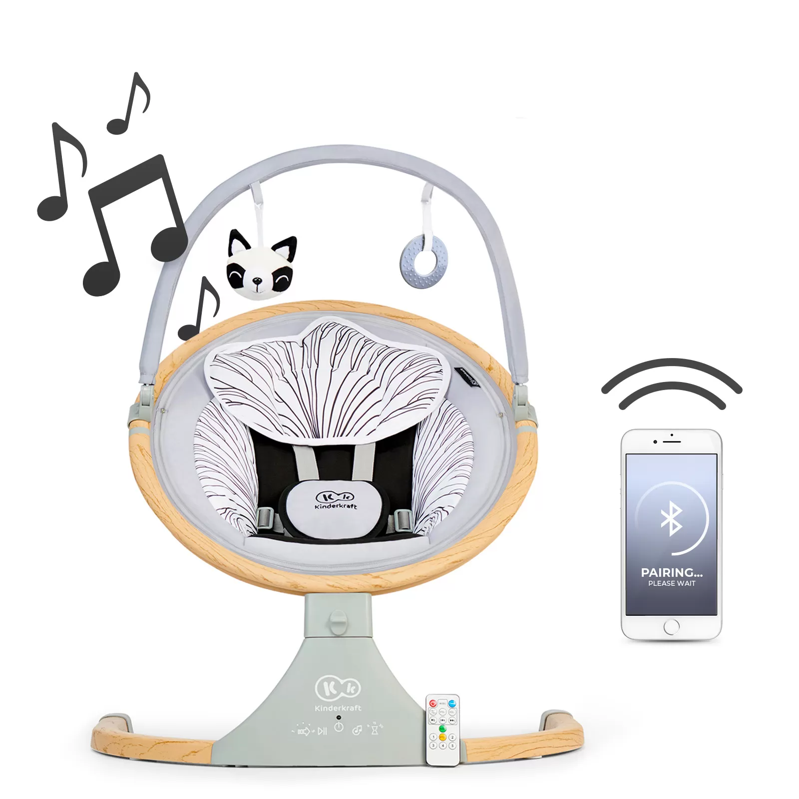 Leagan electric 2 in 1 kinderkraft lumi, grey, varsta de la 0 luni la 9 luni [9]