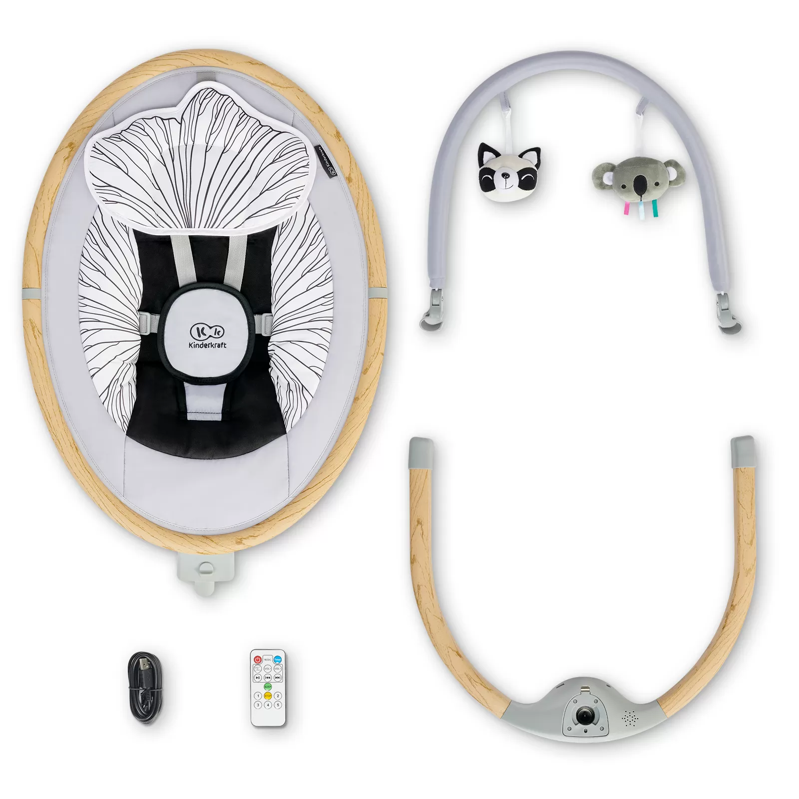 Leagan electric 2 in 1 kinderkraft lumi, grey, varsta de la 0 luni la 9 luni [7]