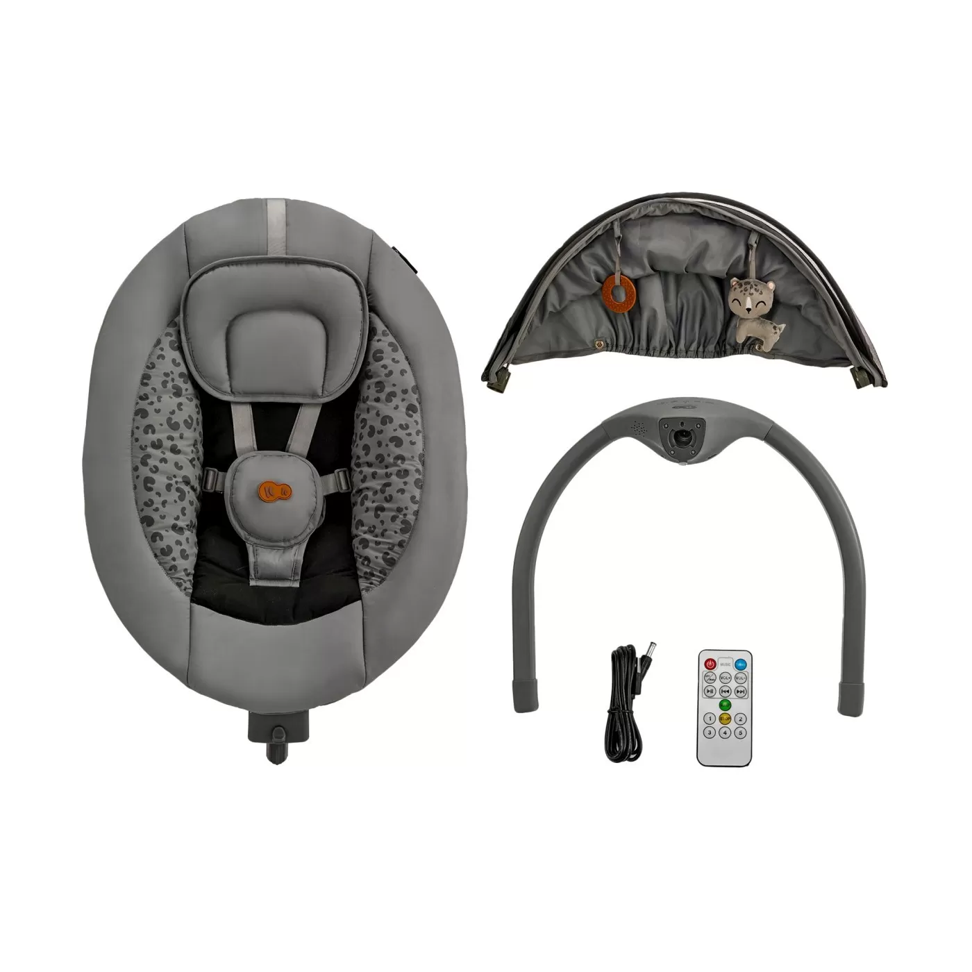 Leagan electric kinderkraft lumi 2, dark grey, varsta de la 0 luni la 9 luni [7]