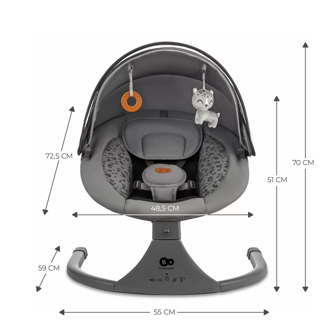 Leagan electric kinderkraft lumi 2, dark grey, varsta de la 0 luni la 9 luni [9]