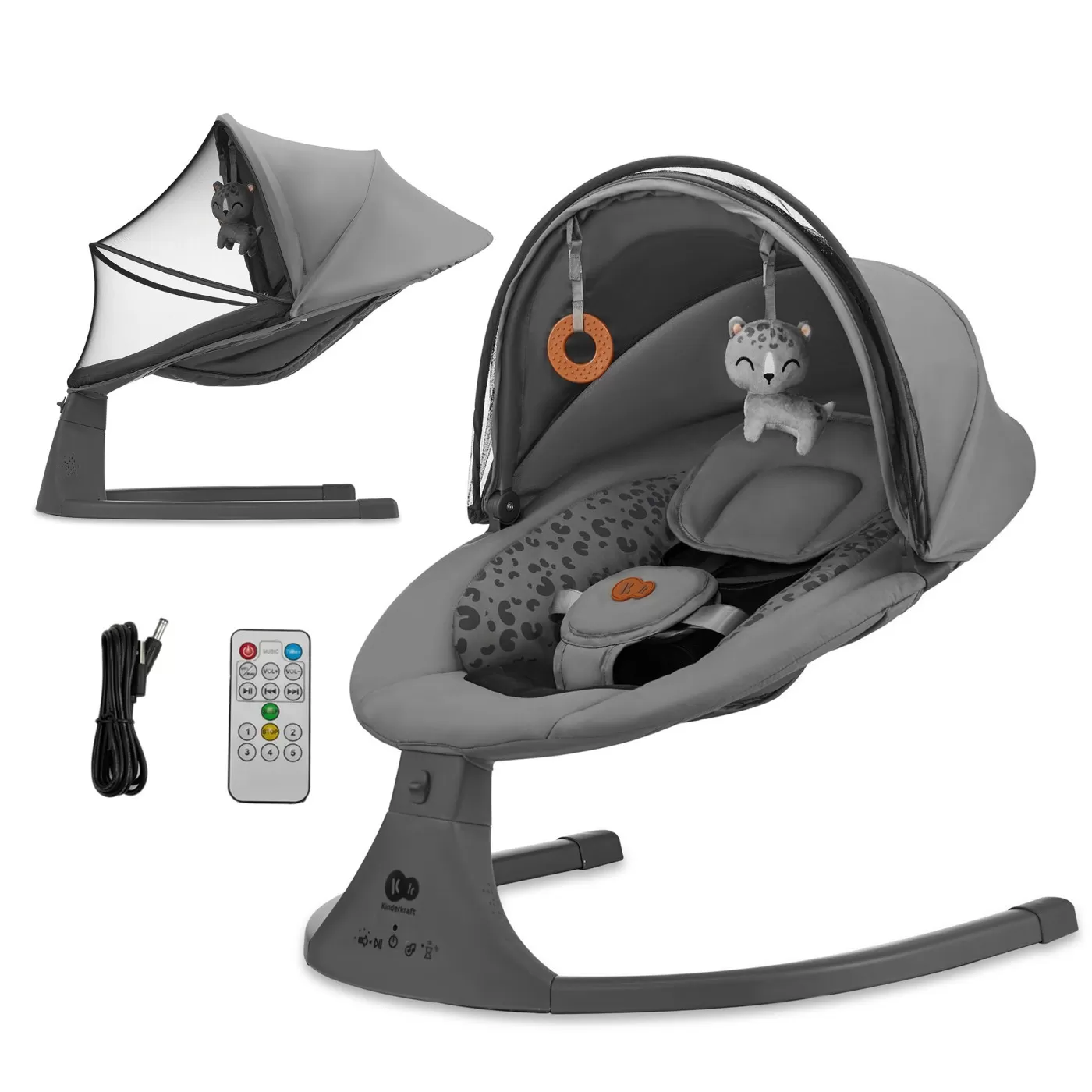 Leagan electric kinderkraft lumi 2, dark grey, varsta de la 0 luni la 9 luni [2]