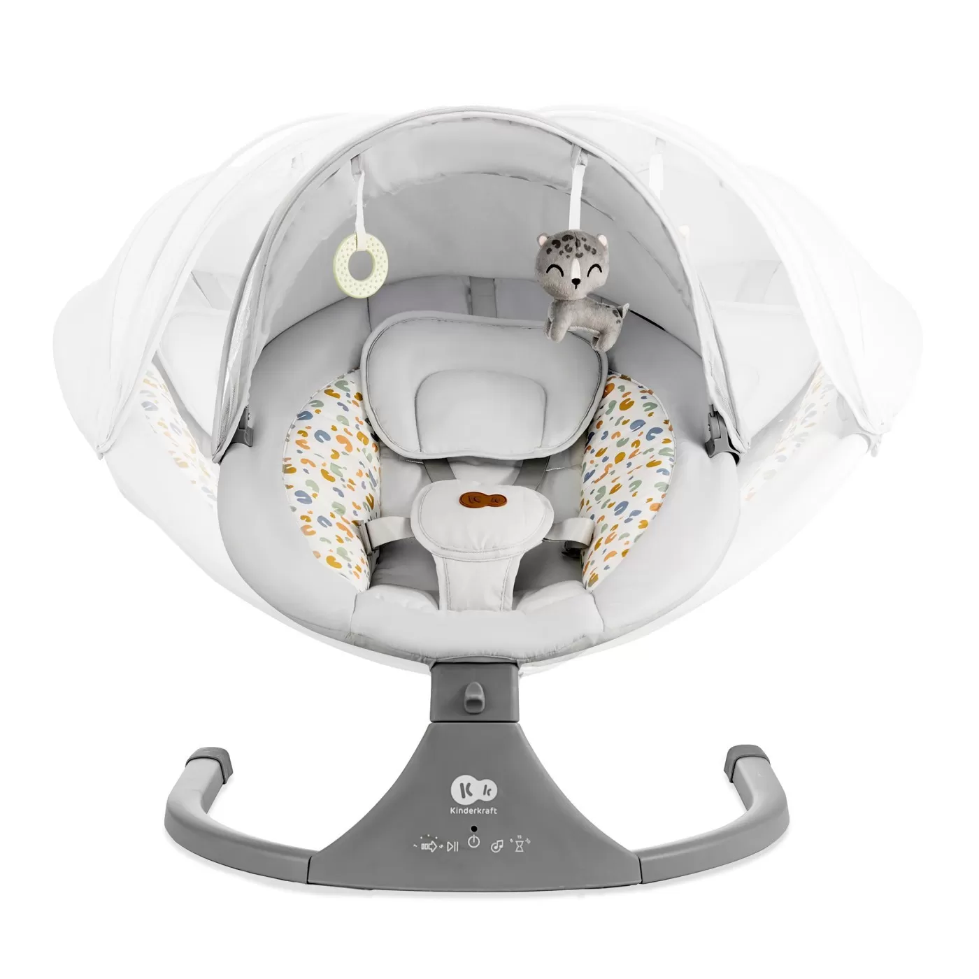 Leagan electric kinderkraft lumi 2, light grey, varsta de la 0 luni la 9 luni [4]
