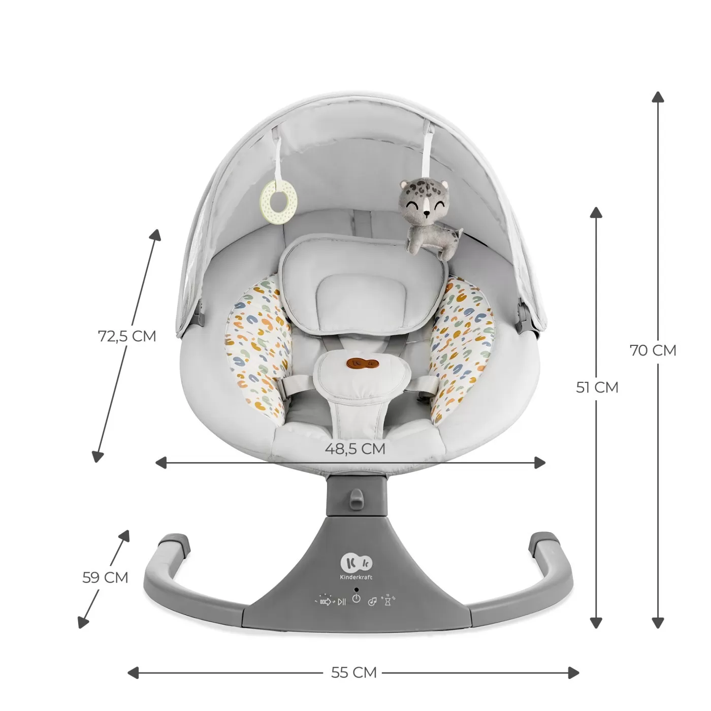 Leagan electric kinderkraft lumi 2, light grey, varsta de la 0 luni la 9 luni [9]