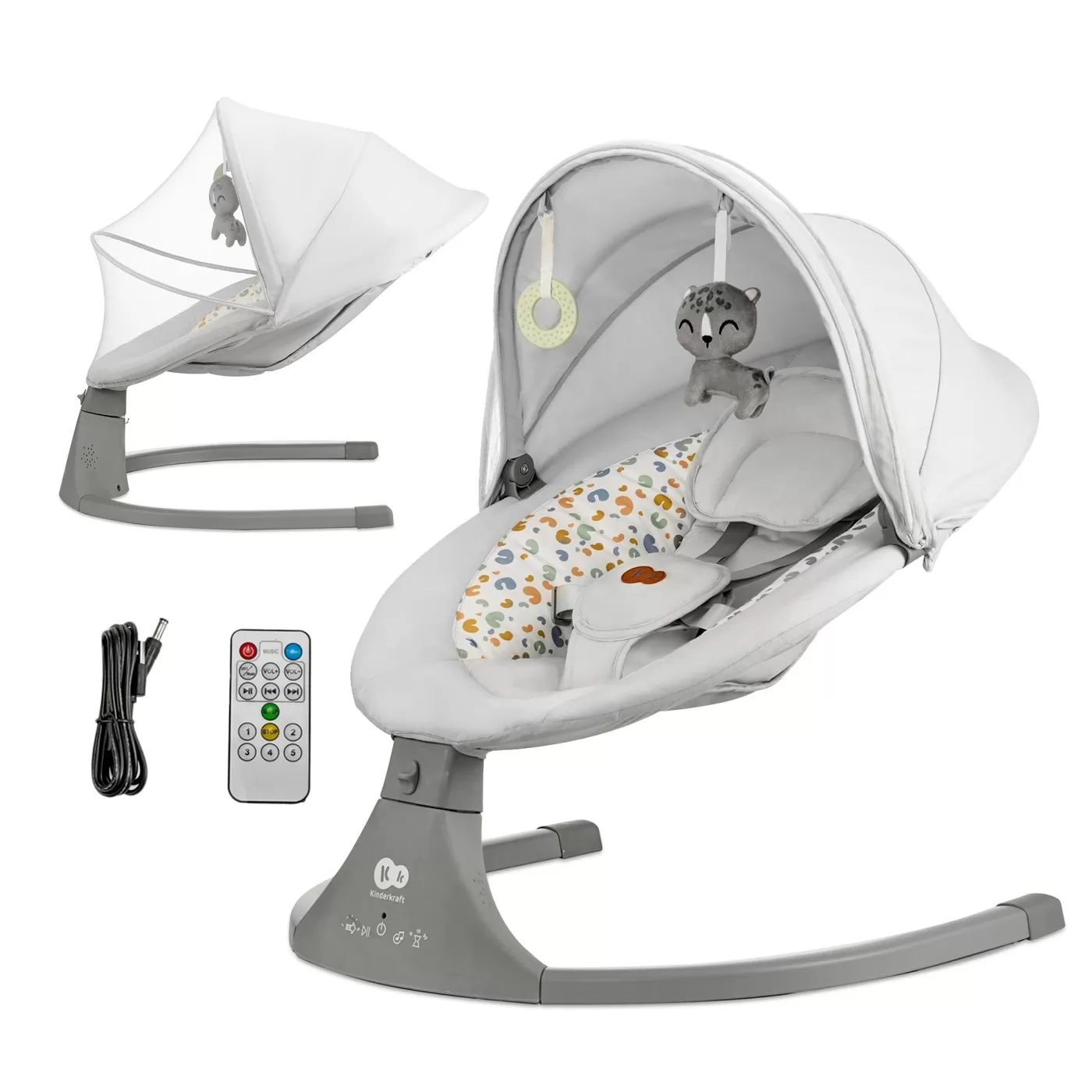 Leagan electric kinderkraft lumi 2, light grey, varsta de la 0 luni la 9 luni [2]