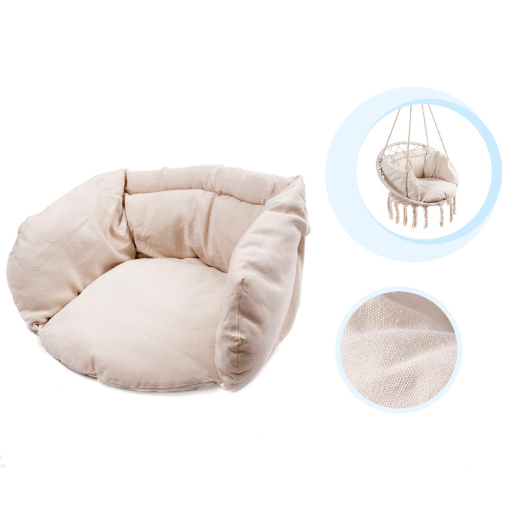 Leagan Suspendat, Hamac cu Perne Moi, Balansoar Interior/Exterior, Bumbac, Maxim 150kg, Ecru [5]