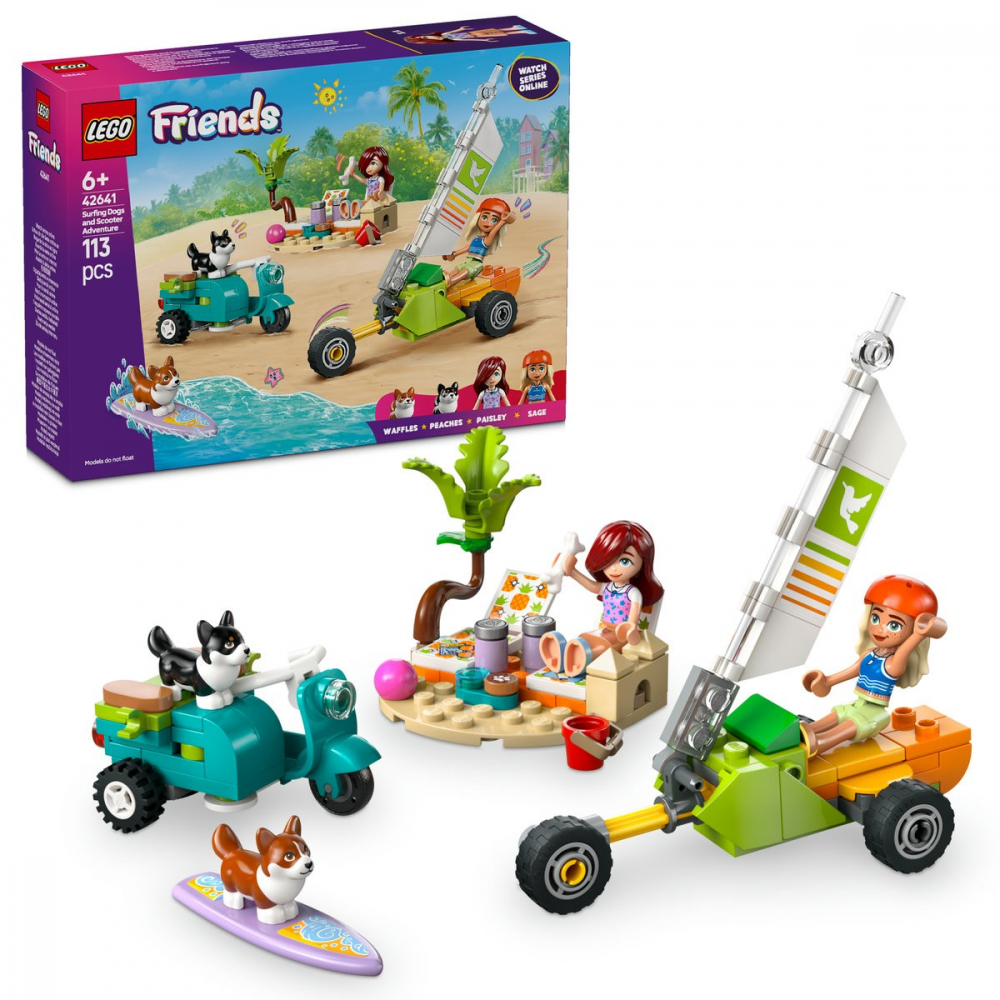 Lego friends aventuri cu catei la surfing si pe scuter 42641, varsta de la 6 ani la 8 ani [9]