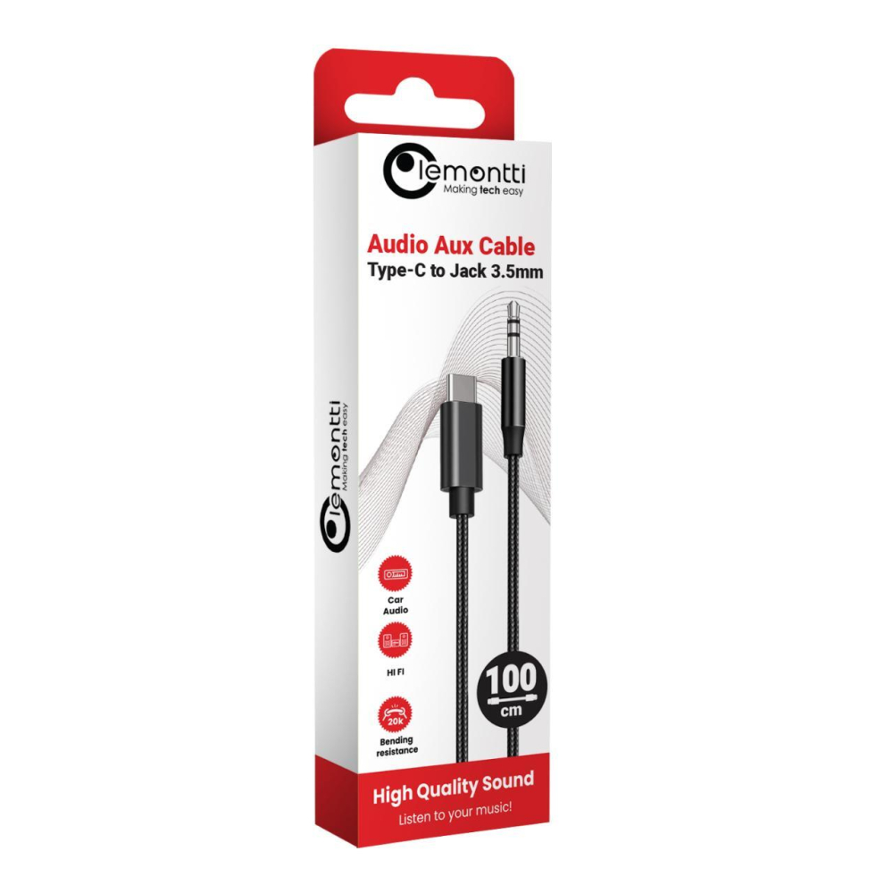 Lemontti Cablu Audio Bending Aluminum Type-C la Jack 3.5mm, 1m, Negru [1]