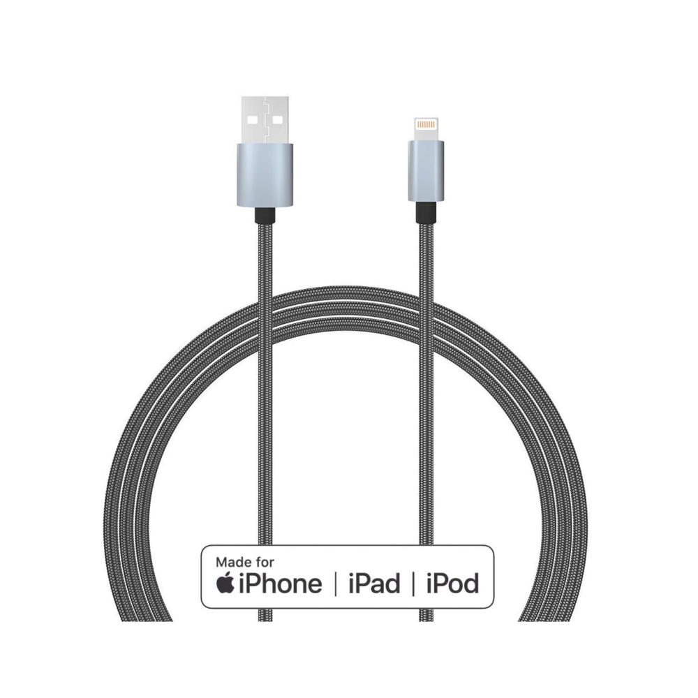 Lemontti Cablu Bending Aluminum USB-A la Lightning MFI, 1.5m, Gri [9]