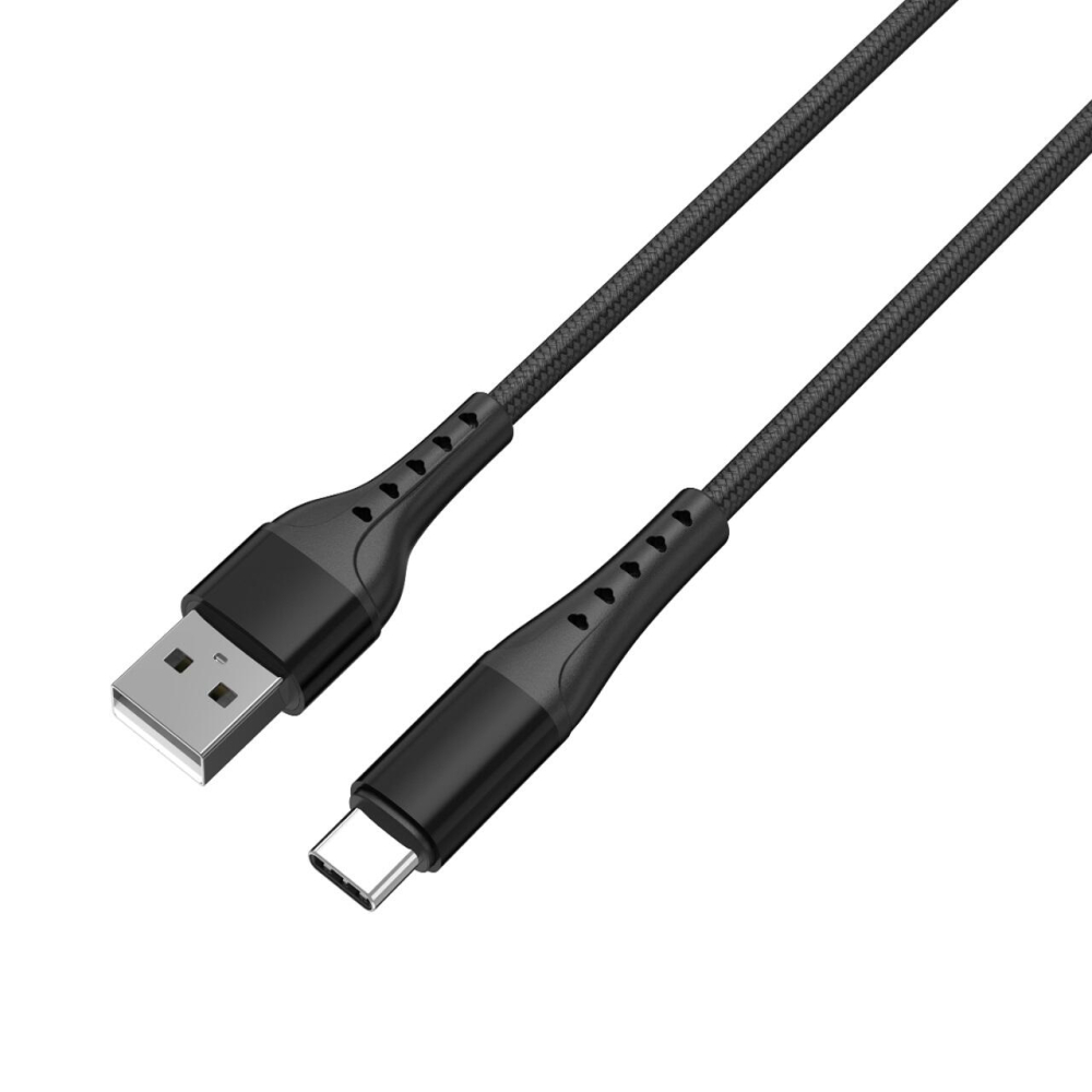 Lemontti Cablu Bending Aluminum USB-A la Type-C, Fast Charge, 1.2m, Negru [1]