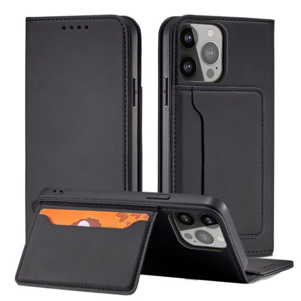 Lemontti Husa Book Magnet Card iPhone 14 Pro, cu suport portofel, Negru [13]