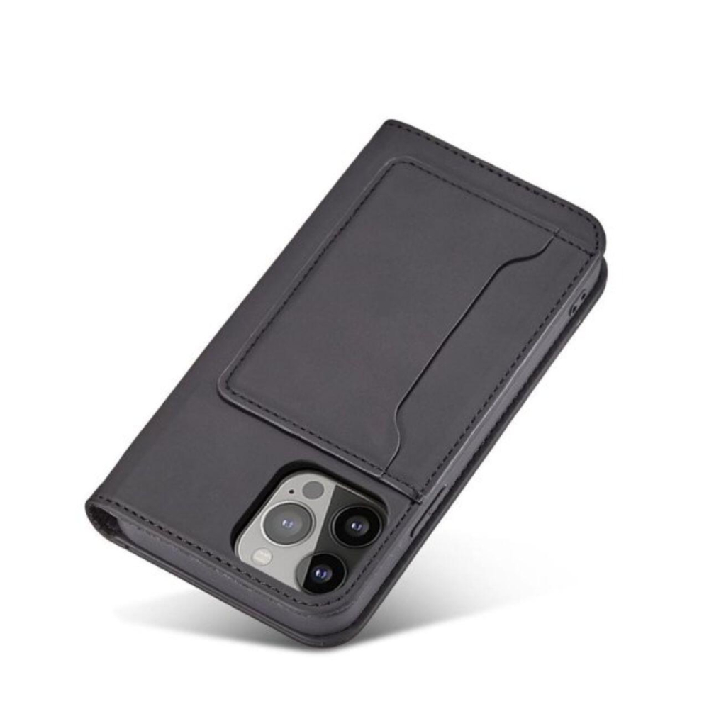 Lemontti Husa Book Magnet Card iPhone 14 Pro, cu suport portofel, Negru [12]