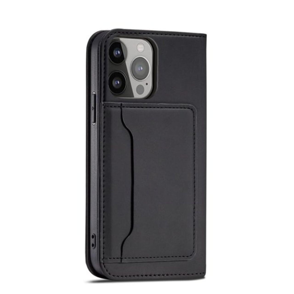 Lemontti Husa Book Magnet Card iPhone 14 Pro, cu suport portofel, Negru [2]