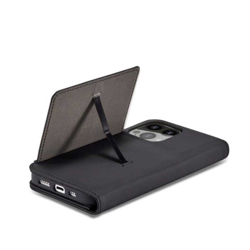Lemontti Husa Book Magnet Card iPhone 14 Pro, cu suport portofel, Negru [9]