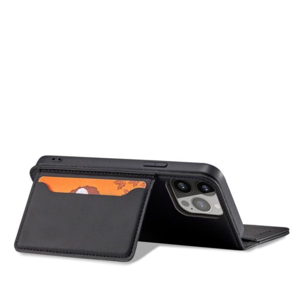 Lemontti Husa Book Magnet Card iPhone 14 Pro, cu suport portofel, Negru [6]