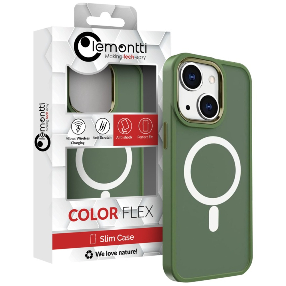 Lemontti Husa Color Matte MagSafe iPhone 15 Verde [2]