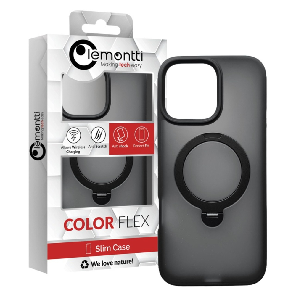 Lemontti Husa Hybrid MagSafe iPhone 16 Pro Max Negru, cu suport rotativ [3]