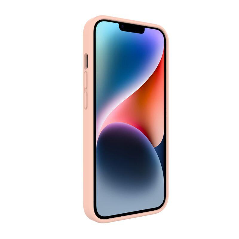 Lemontti Husa Liquid Silicon MagCharge iPhone 14 Coral (protectie 360°, material fin, captusit cu microfibra) [2]