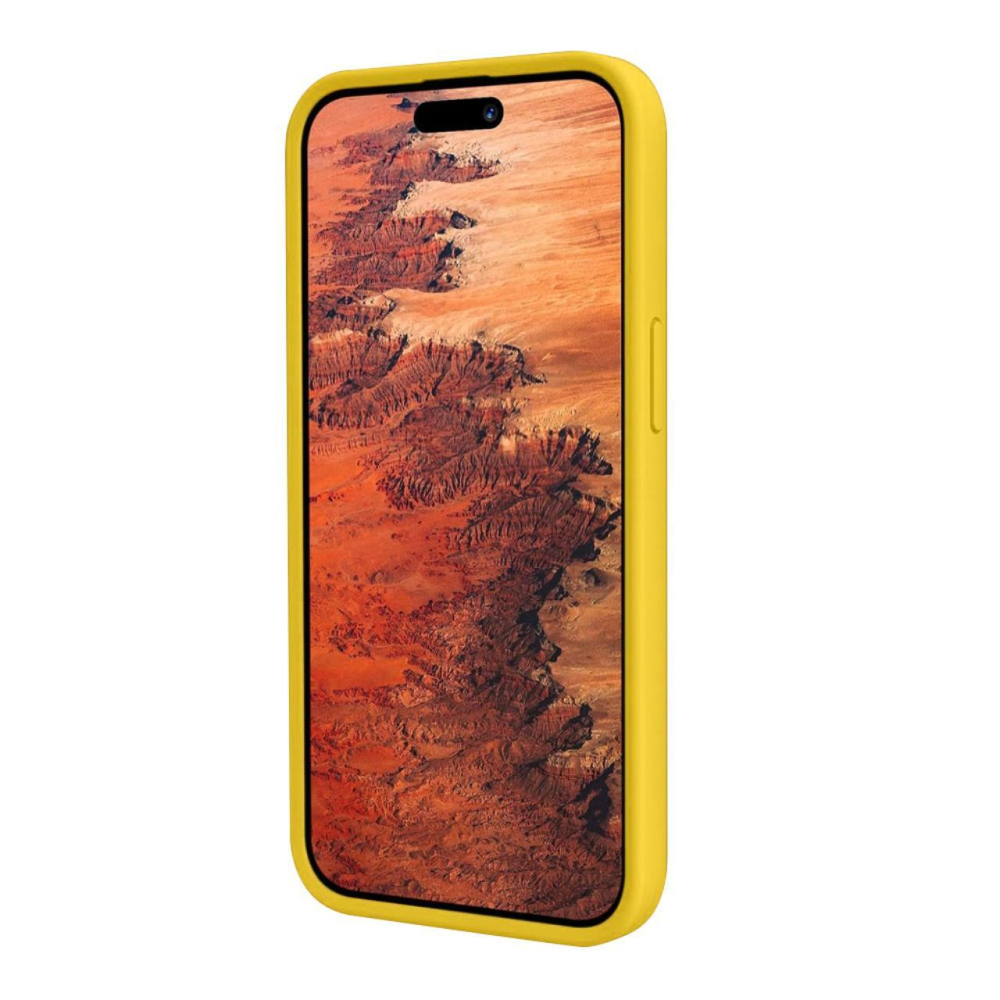 Lemontti Husa Liquid Silicon MagCharge iPhone 15 Galben (protectie 360°, material fin, captusit cu microfibra) [2]
