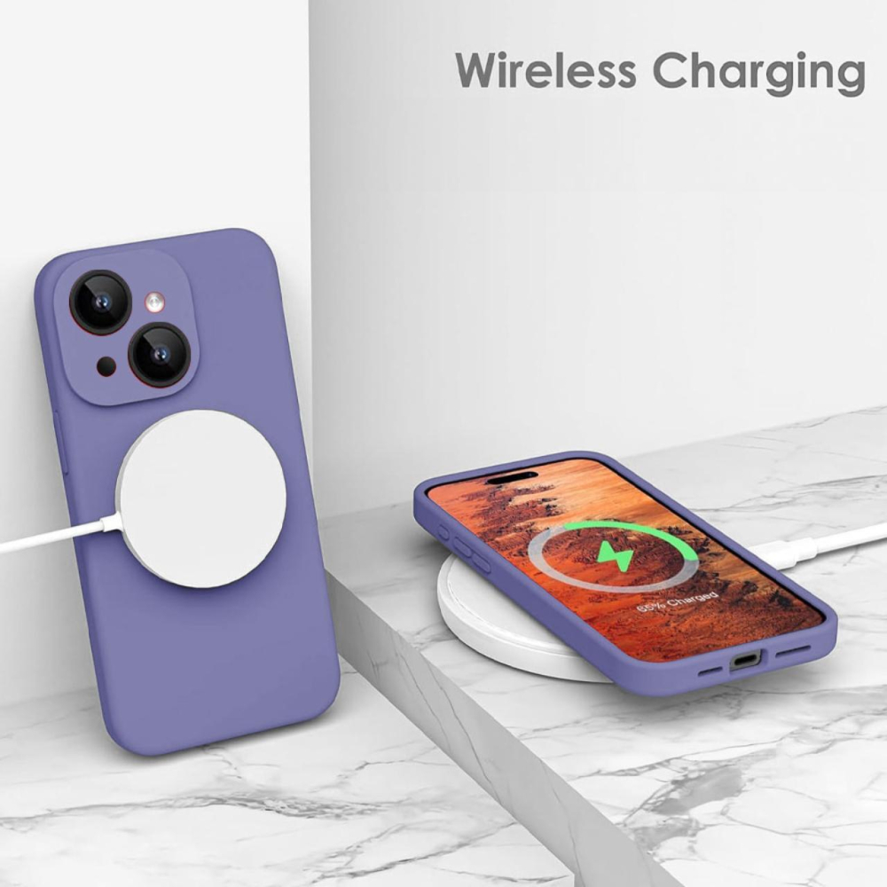 Lemontti Husa Liquid Silicon MagCharge iPhone 15 Gri (protectie 360°, material fin, captusit cu microfibra) [3]
