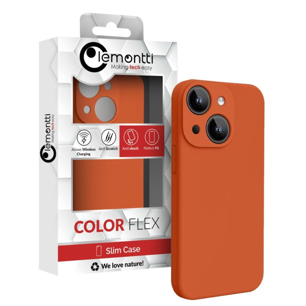 Lemontti Husa Liquid Silicon MagCharge iPhone 15 Portocaliu (protectie 360°, material fin, captusit cu microfibra) [5]