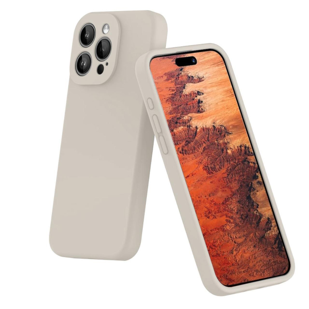 Lemontti Husa Liquid Silicon MagCharge iPhone 15 Pro Max Bej (protectie 360°, material fin, captusit cu microfibra) [2]