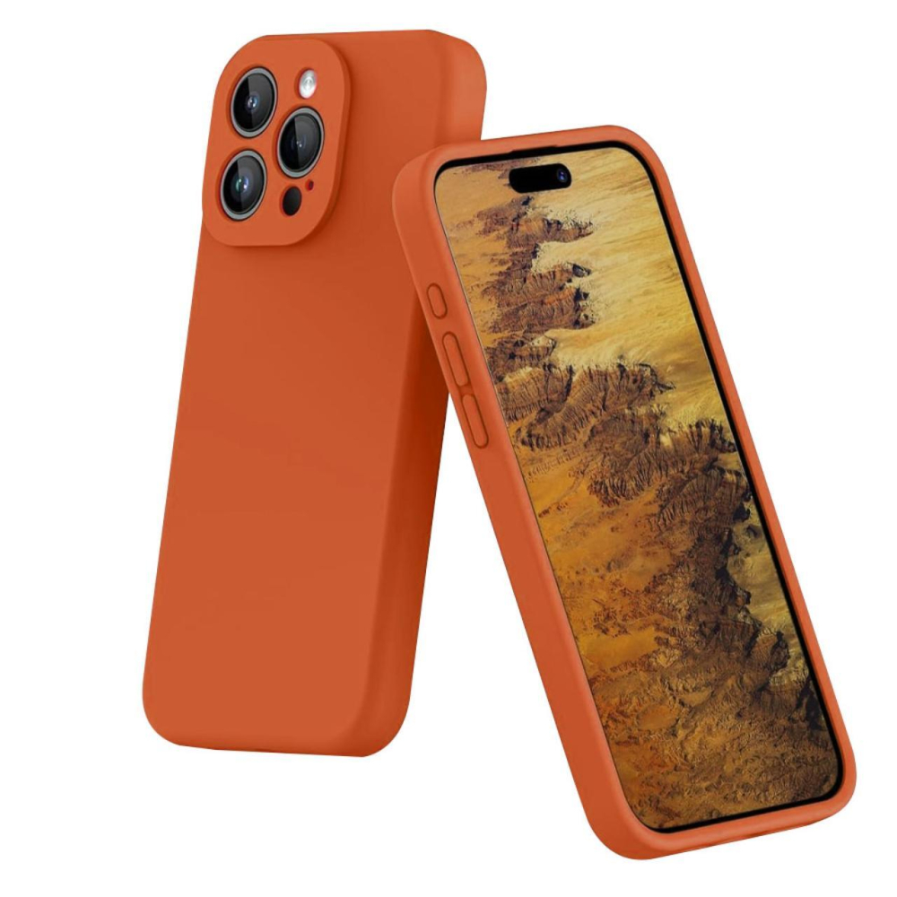 Lemontti Husa Liquid Silicon MagCharge iPhone 15 Pro Max Portocaliu (protectie 360°, material fin, captusit cu microfibra) [2]