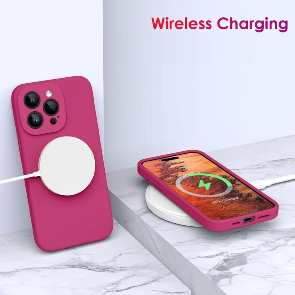 Lemontti Husa Liquid Silicon MagCharge iPhone 15 Pro Max Roze (protectie 360°, material fin, captusit cu microfibra) [3]