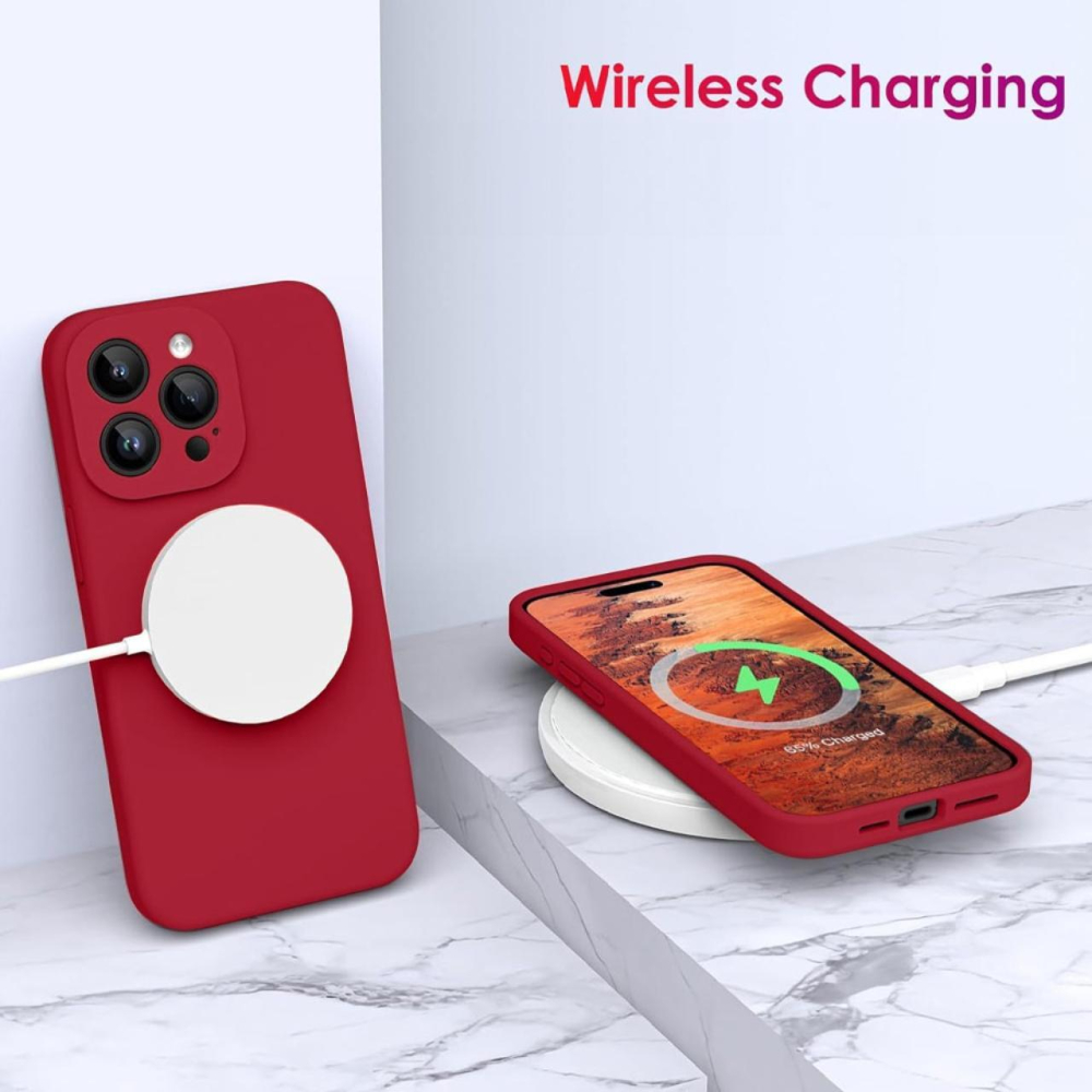 Lemontti Husa Liquid Silicon MagCharge iPhone 15 Pro Visiniu (protectie 360°, material fin, captusit cu microfibra) [3]