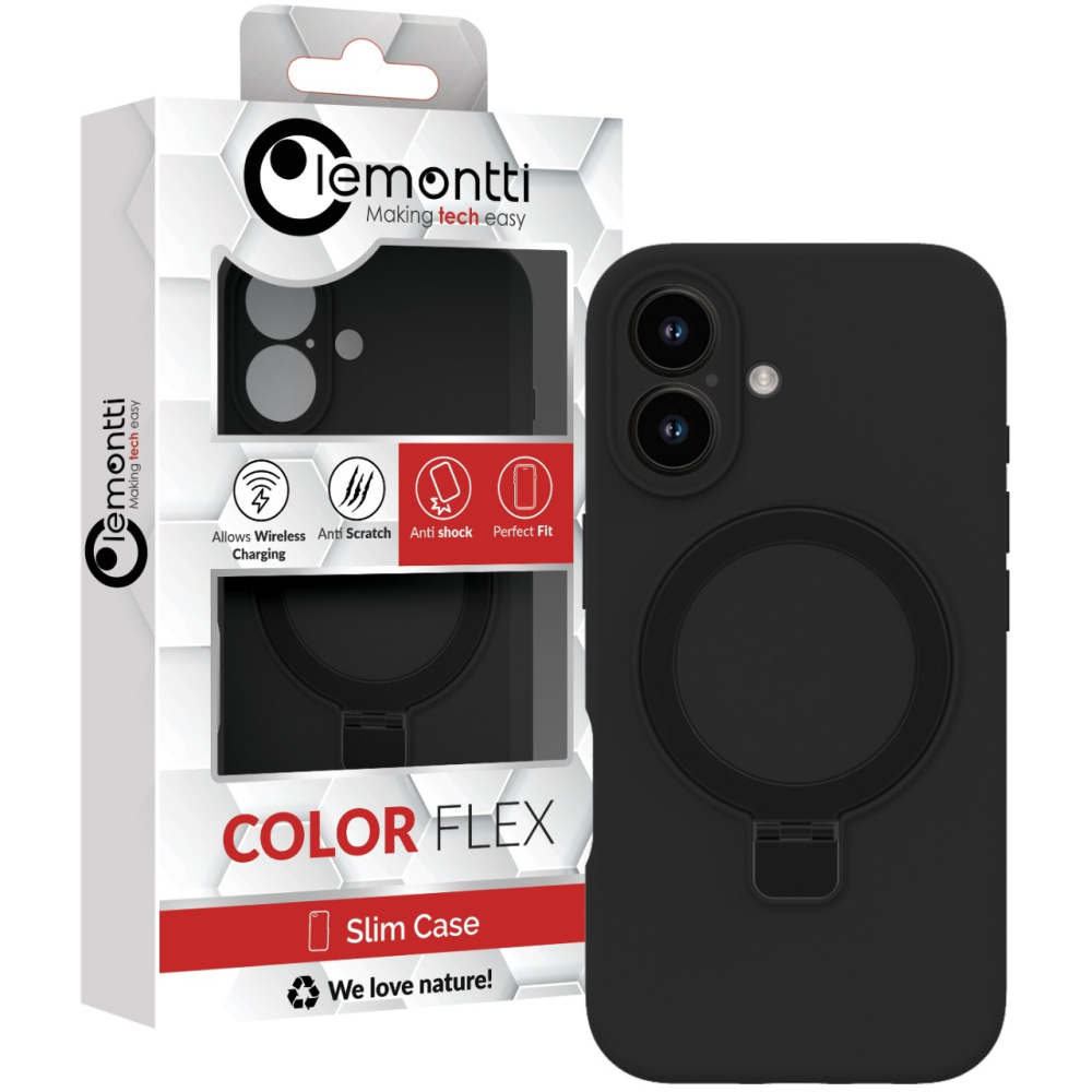 Lemontti Husa Liquid Silicon MagSafe iPhone 16, cu suport, Negru [4]