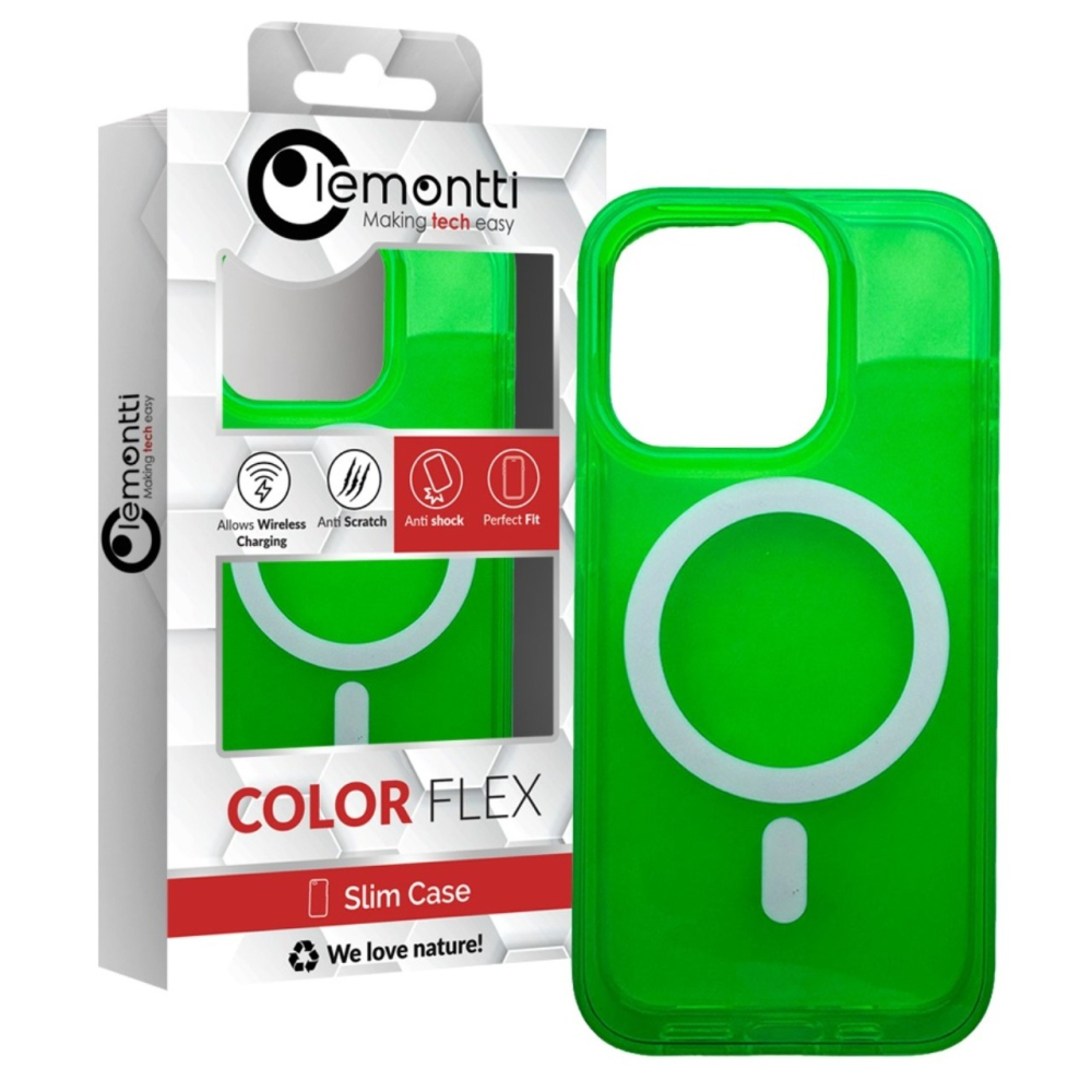 Lemontti Husa Neon Hybrid MagSafe iPhone 15 Pro Verde [2]
