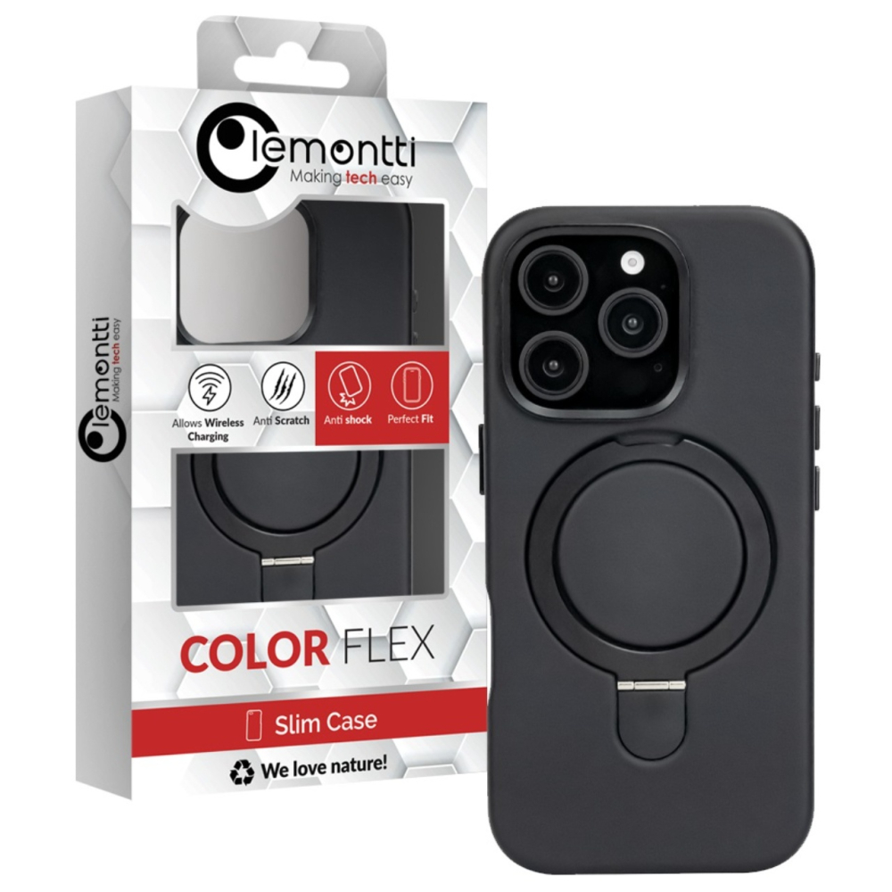 Lemontti Husa Piele MagSafe cu inel stand iPhone 15 Pro Negru [7]
