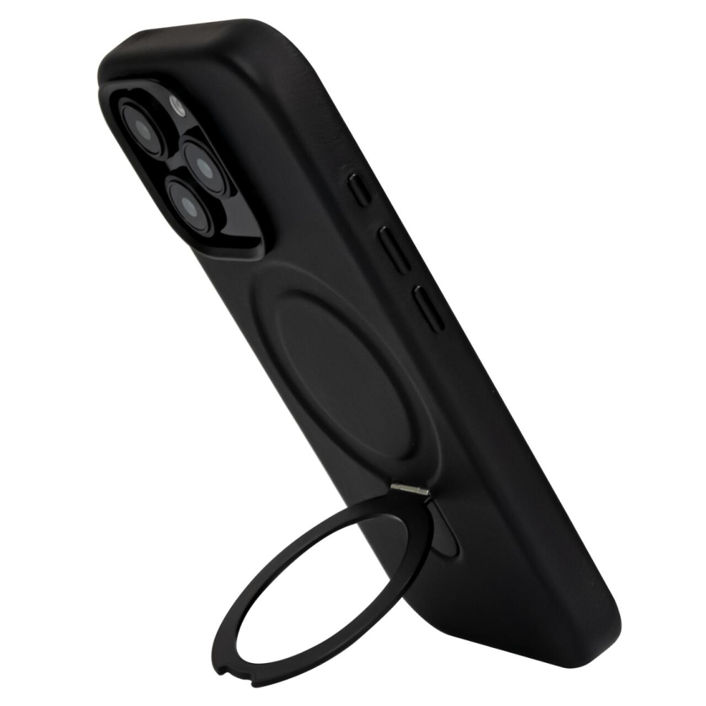 Lemontti Husa Piele MagSafe cu inel stand iPhone 16 Pro Max Negru [4]