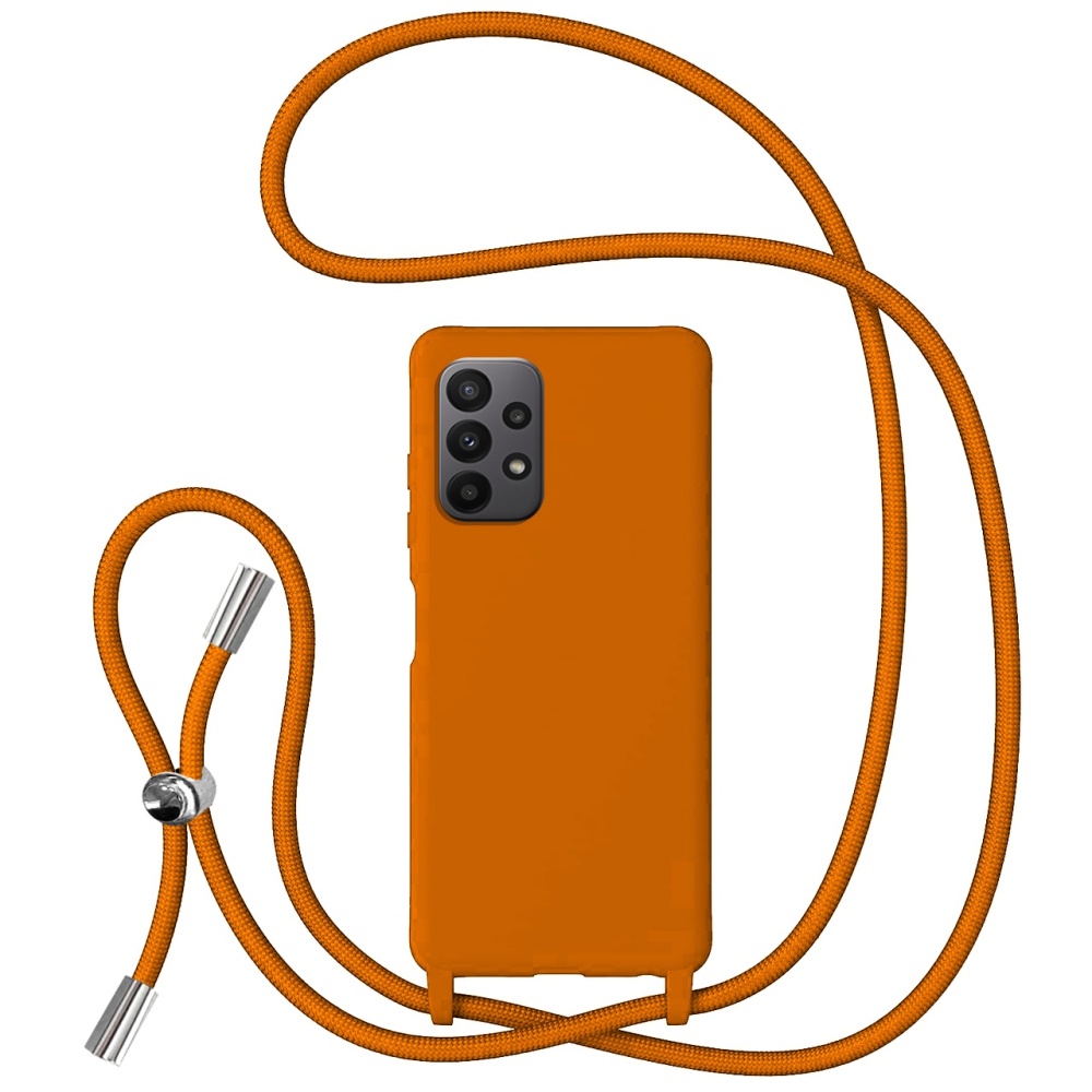 Lemontti Husa Silicon cu Snur Samsung Galaxy A23 5G Portocaliu (protectie 360°, material fin, captusit cu microfibra) [2]