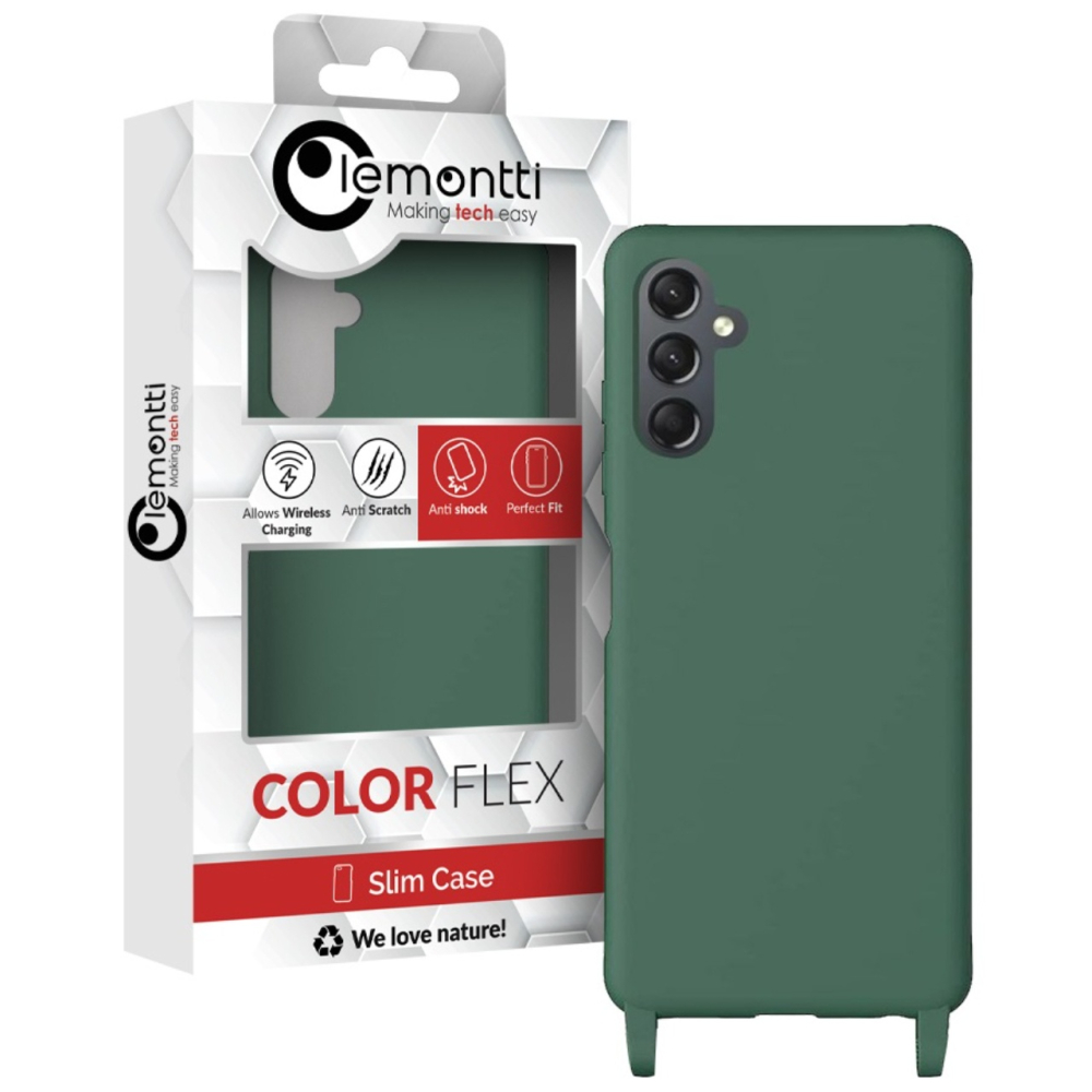 Lemontti Husa Silicon cu Snur Samsung Galaxy A24 5G Verde (protectie 360°, material fin, captusit cu microfibra) [3]