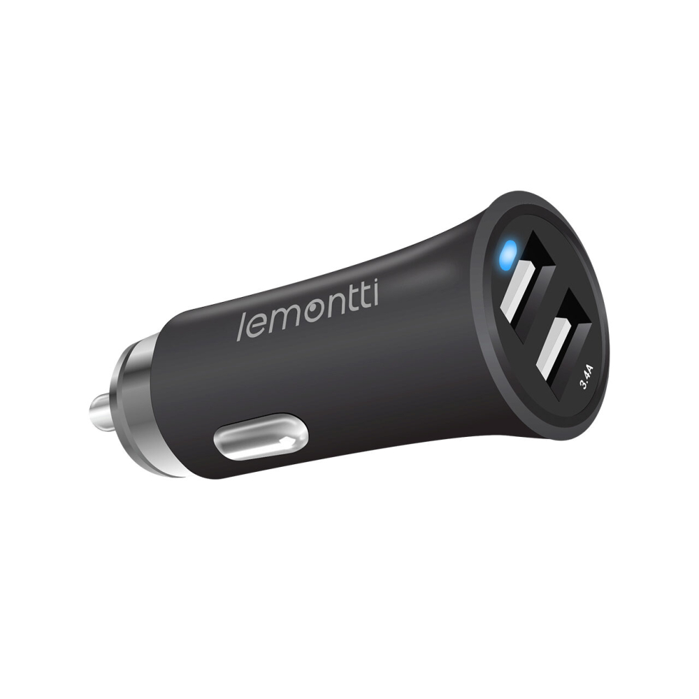 Lemontti Incarcator Auto 3.4A 2 porturi USB-A Negru [9]