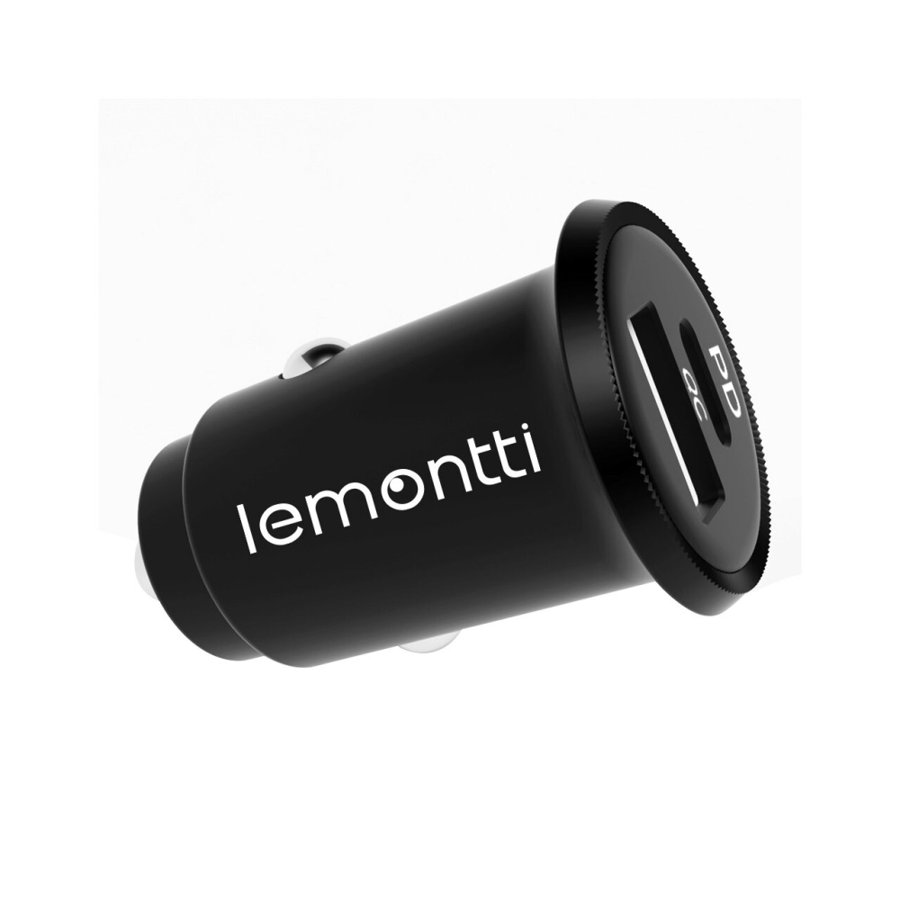 Lemontti Incarcator Auto Fast Charge 30W 5A 2 porturi PD Type C + USB-A QC 3.0,  Negru [2]