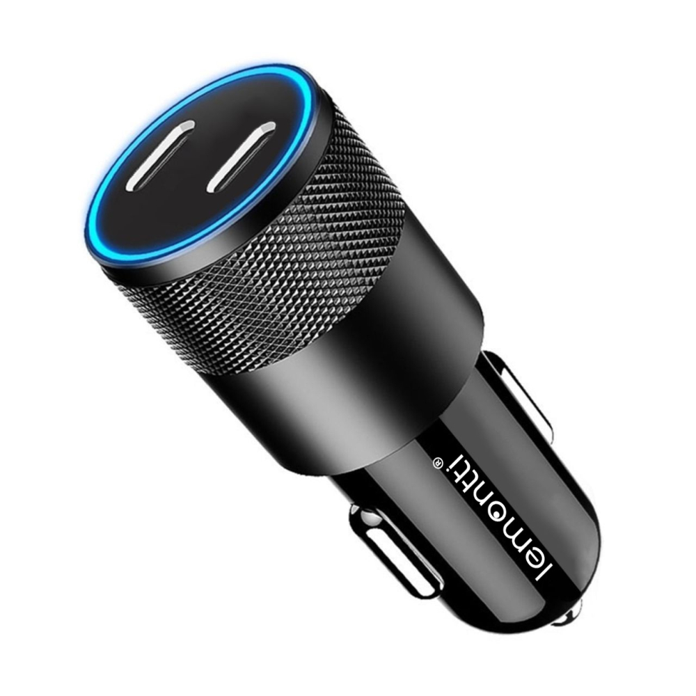 Lemontti Incarcator Auto Super Fast Charge 60W 2 porturi PD Type-C x 30W Negru [7]