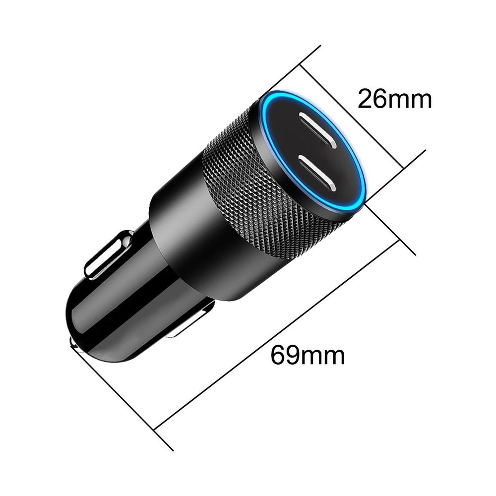 Lemontti Incarcator Auto Super Fast Charge 60W 2 porturi PD Type-C x 30W Negru [3]