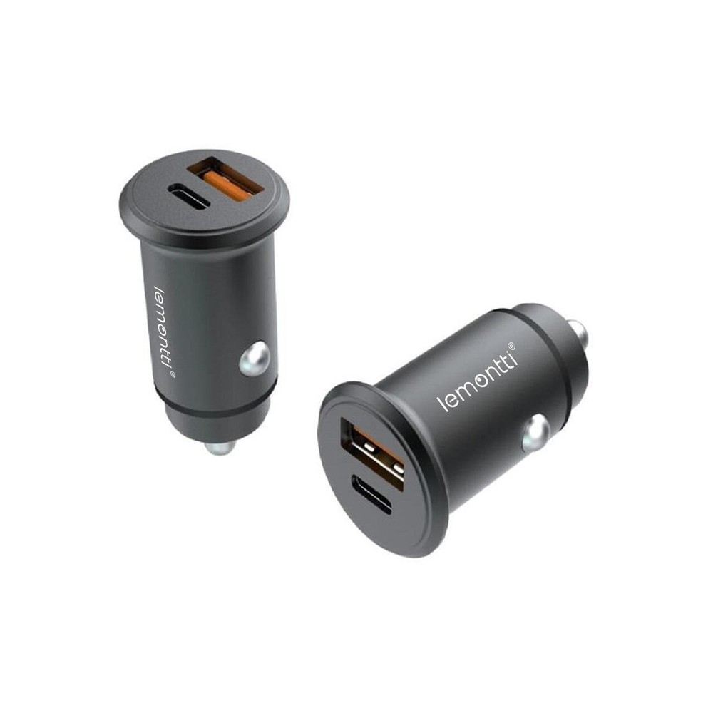 Lemontti Incarcator Auto Super Fast Charge 65W 2 porturi PD Type-C 65W + USB-A QC 3.0 Negru [2]