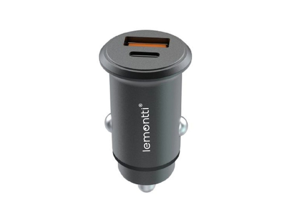 Lemontti Incarcator Auto Super Fast Charge 65W 2 porturi PD Type-C 65W + USB-A QC 3.0 Negru [1]