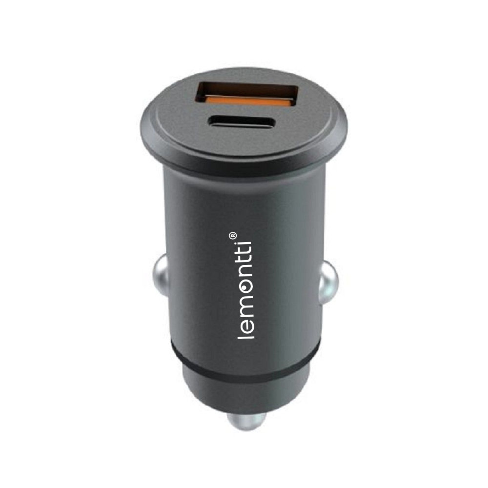 Lemontti Incarcator Auto Super Fast Charge 65W 2 porturi PD Type-C 65W + USB-A QC 3.0 Negru [3]