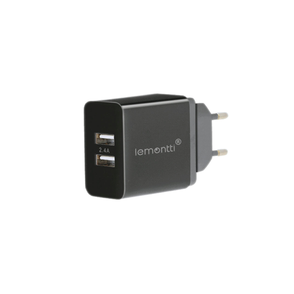 Lemontti Incarcator Retea 2.4A 2 porturi USB-A Negru [6]