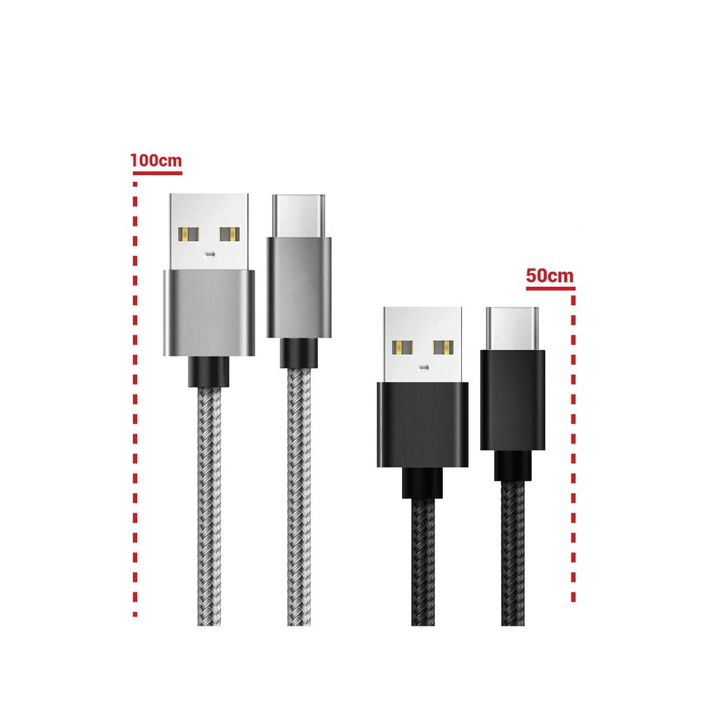 Lemontti Set Cabluri Bending Aluminum USB-A la Type-C 0.5m + 1m [3]