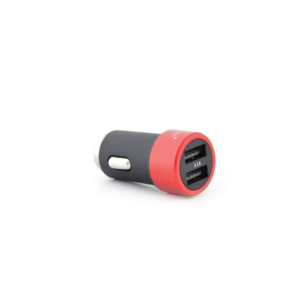 Lemontti Set Incarcator Auto 3.1A 2 porturi USB-A si cablu Type-C 1m Negru / Rosu [1]