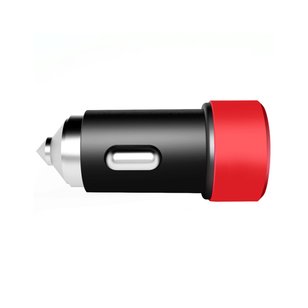 Lemontti Set Incarcator Auto 3.1A 2 porturi USB-A si cablu Type-C 1m Negru / Rosu [9]