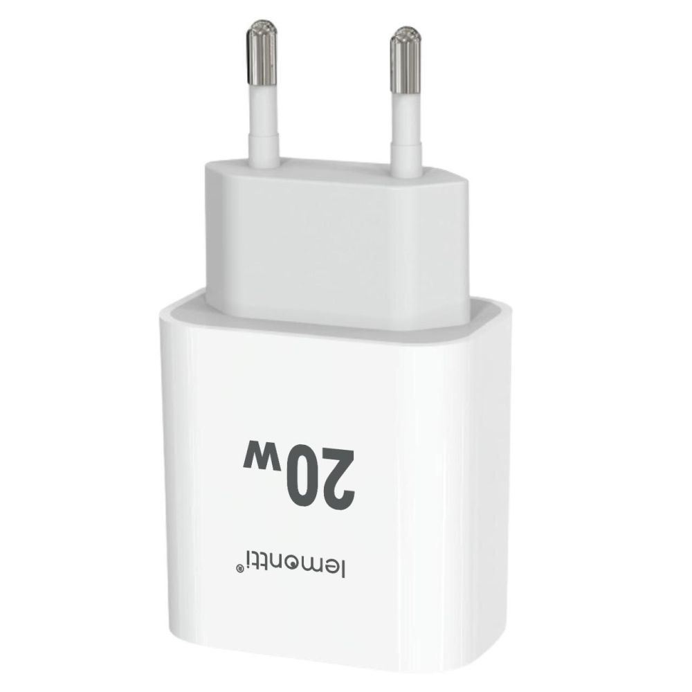 Lemontti Set Incarcator Retea Fast Charge 20W 1 x PD Type-C + 1 x USB-A Quick Charge 3.0 si cablu Type-C-Type-C 20W 1m Alb [3]